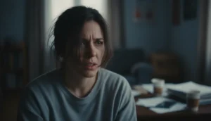 A person looking stressed with hair strands falling