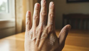 Close‑up of dry, flaky skin on a hand
