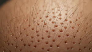 Close-up of hair follicles affected by DHT
