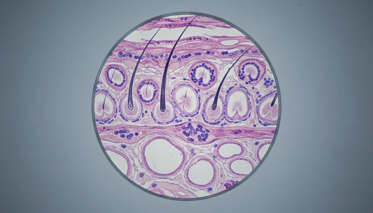 Microscopic examination of a scalp biopsy reveals follicle health