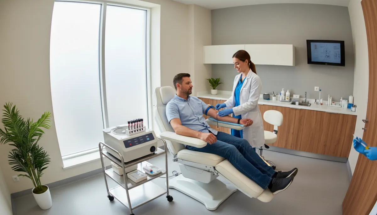 A specialist prepares a PRP injection in a sterile environment.