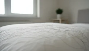 Close-up of hair strands on a pillow
