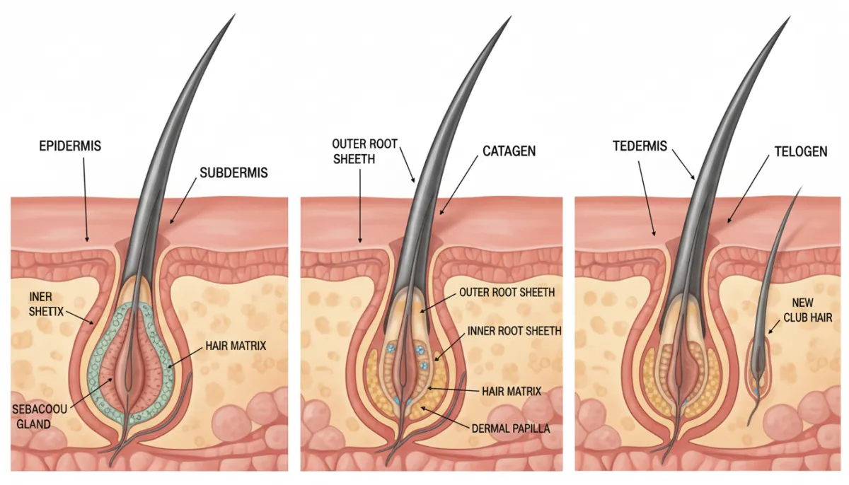 Hair follicle structure and growth phases