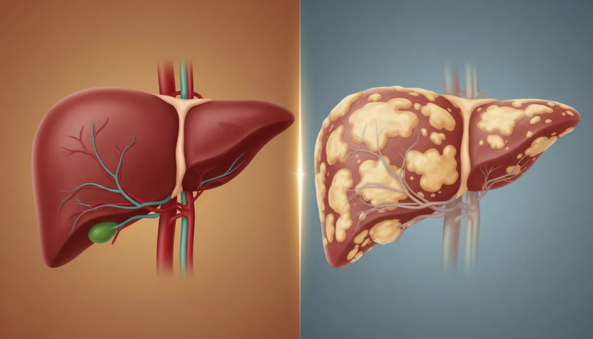 Healthy liver compared to a fatty liver