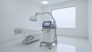 Close-up view of a CO2 laser device in a clinical setting