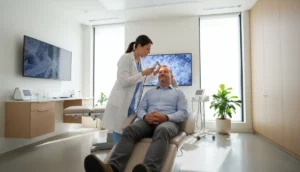 Doctor examining a patient's scalp