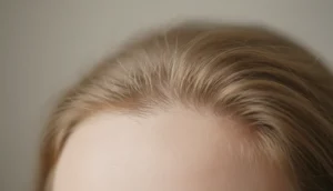 Close-up view of thinning hair on a scalp