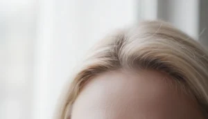 Close-up of thinning hair on scalp