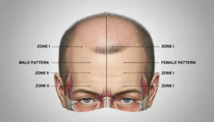 Diagram showing hairline recession patterns