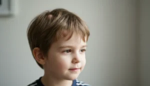Young child with patches of hair loss