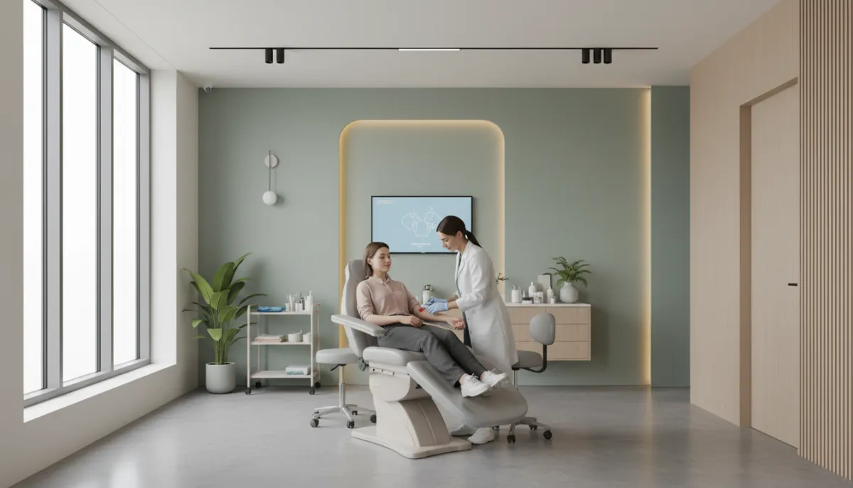 A dermatologist examining a patient with a rash