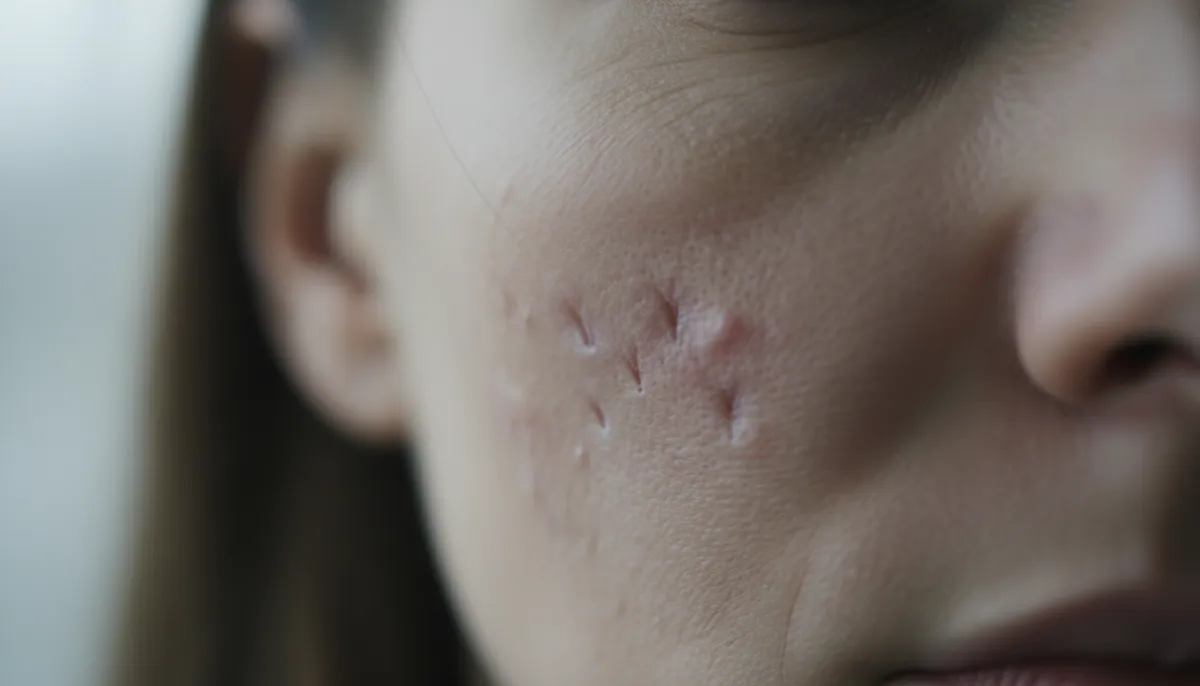 Ice pick scars create narrow, deep depressions in the skin.