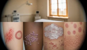 Close-up of various skin rashes