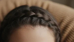 Close-up of tight braid pulling on scalp