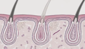 Microscopic view of hair follicles