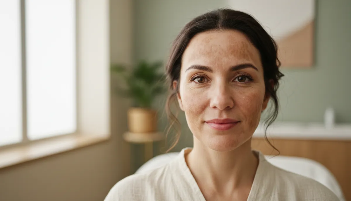 Typical melasma appearance on facial skin