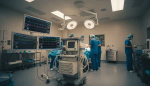 Operating room with anesthesia monitor