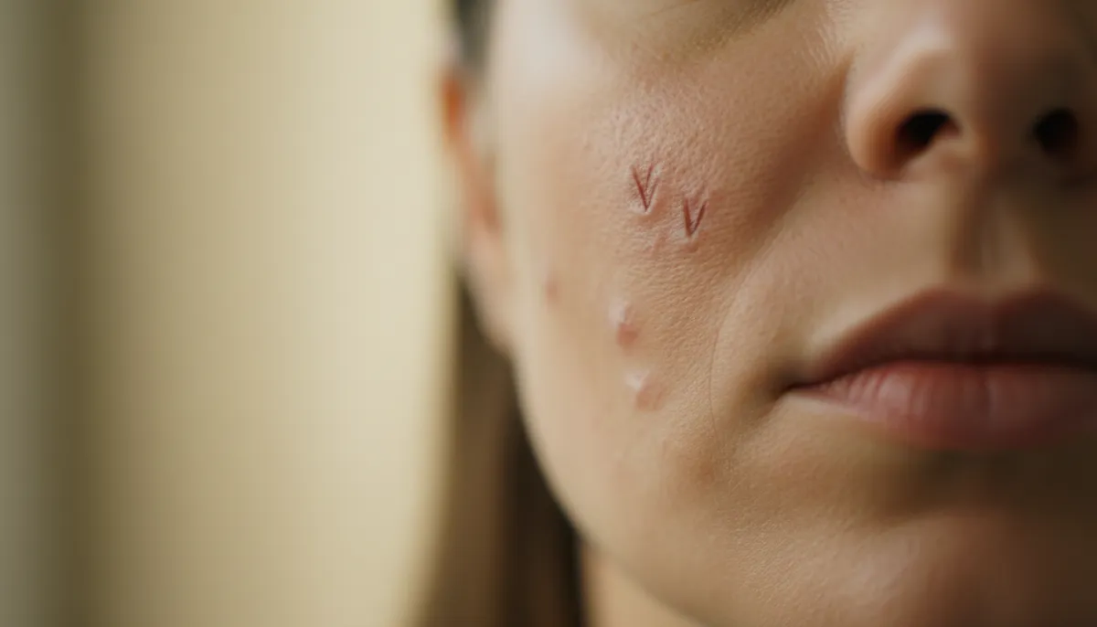 Typical acne scar patterns on the face