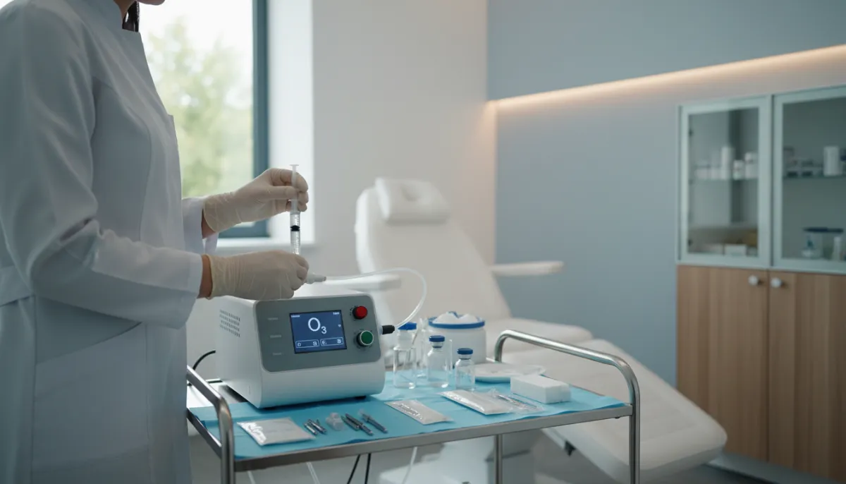 Ozone injection preparation in a clinical setting