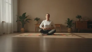 Person practicing diaphragmatic breathing