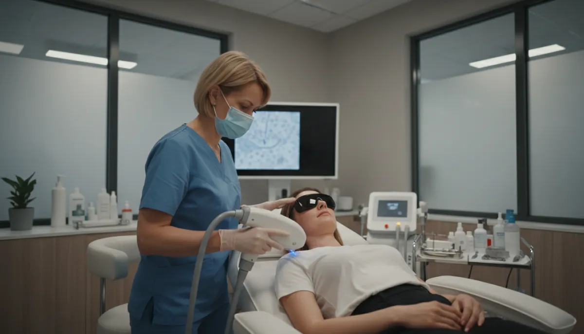 A professional performing a laser skin resurfacing treatment