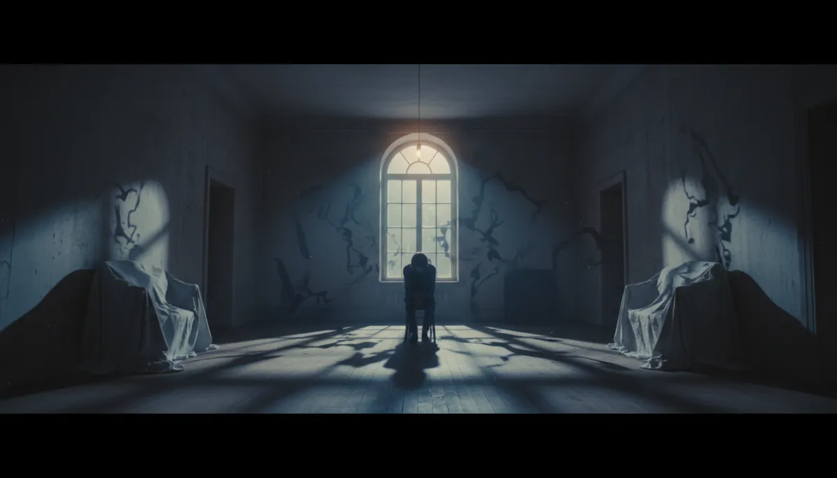 A person looking thoughtful with shadows representing depressive thoughts