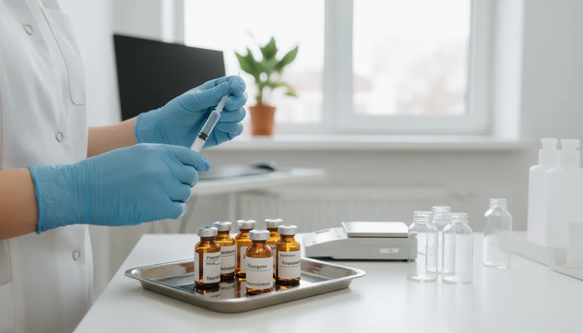 Medical professional preparing a bioidentical hormone dose