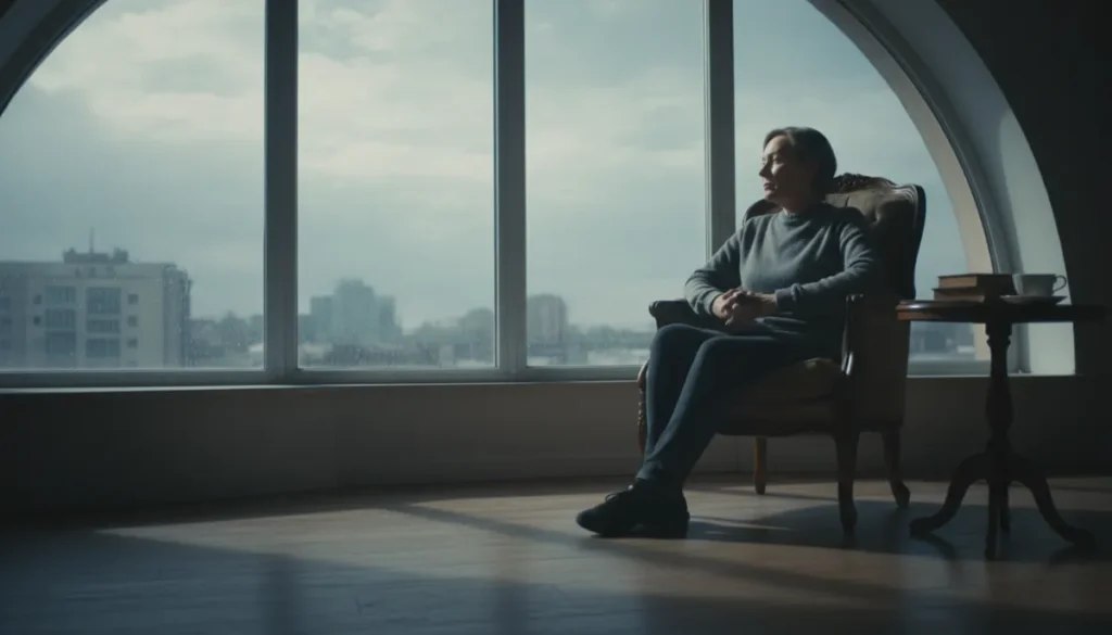 Person looking thoughtful in a calm setting