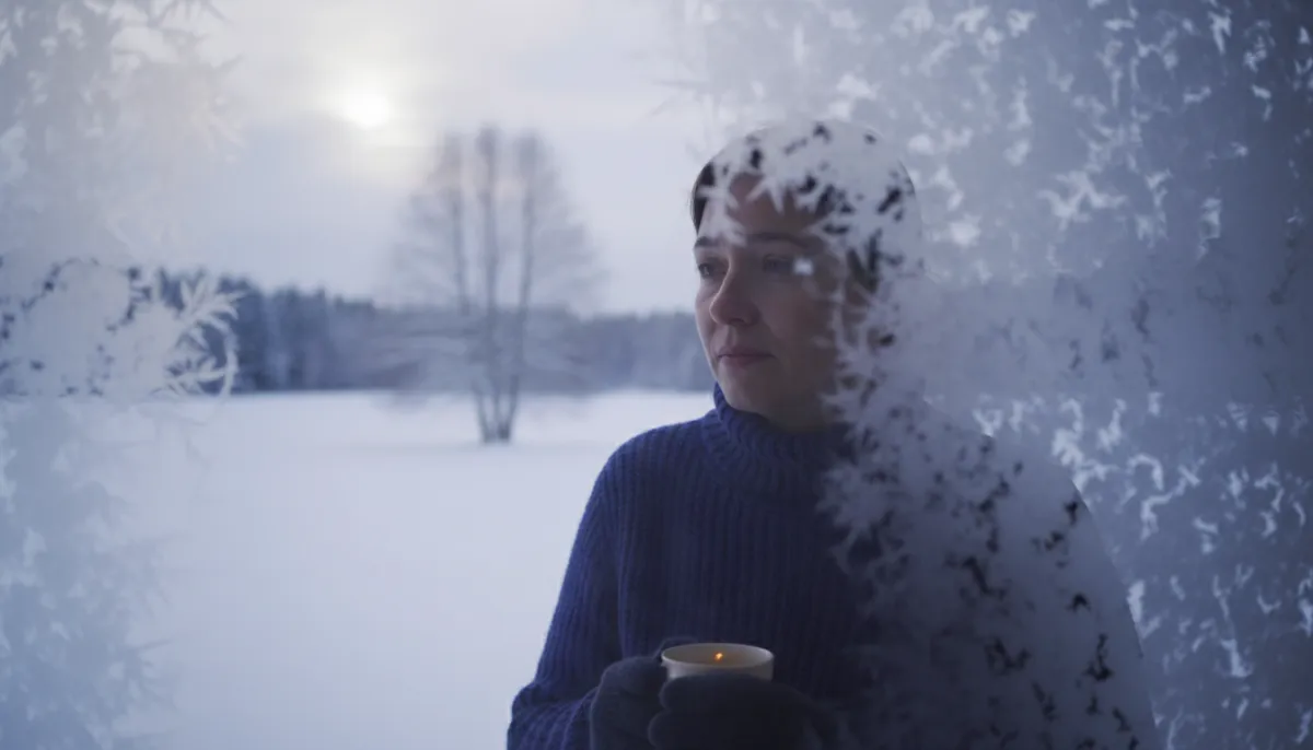 Person feeling low during winter