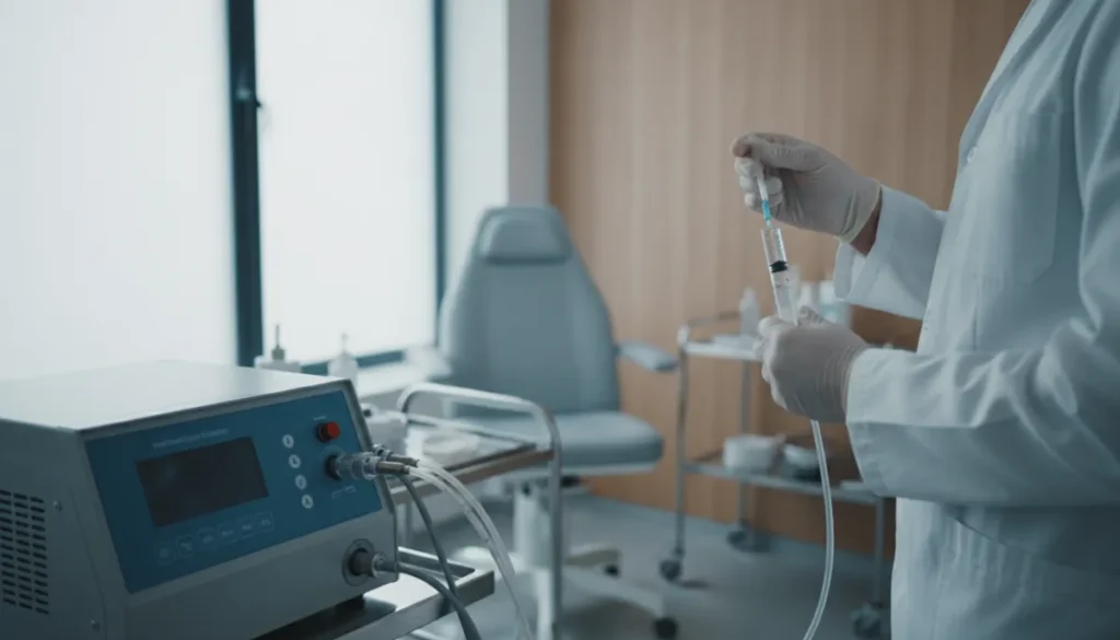 Doctor preparing an ozone injection