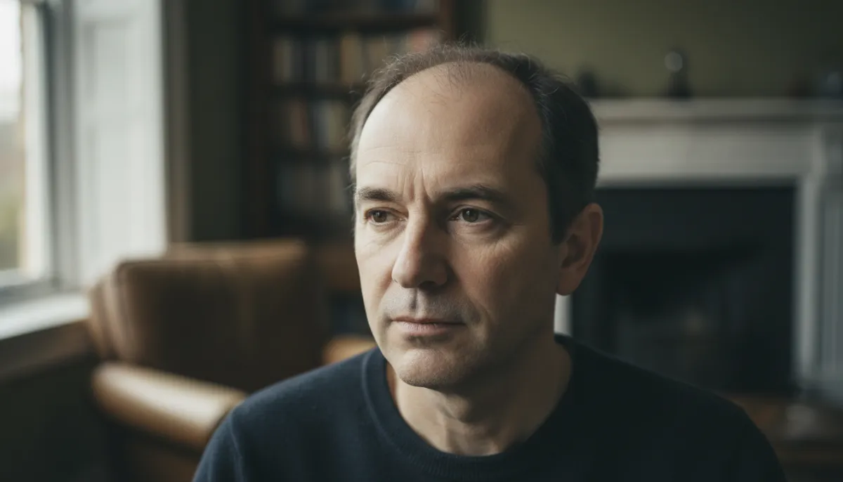 Close-up of a man's thinning hair