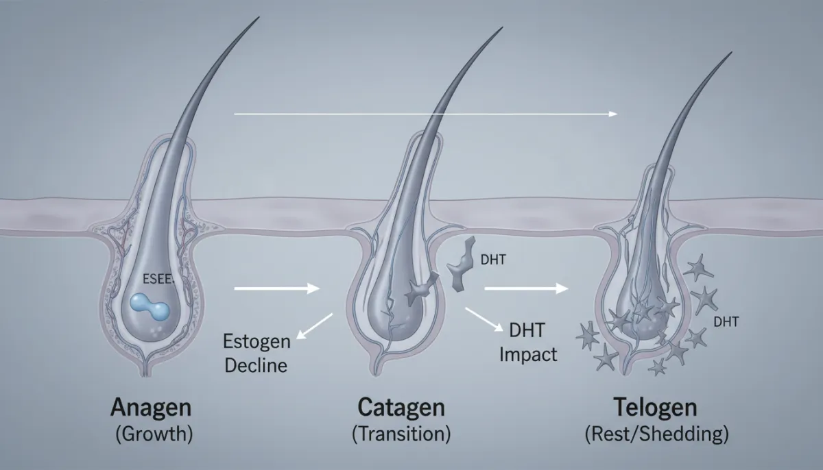 Hair follicle changes as estrogen declines