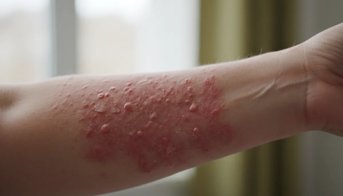 Close-up of an eczema rash on forearm