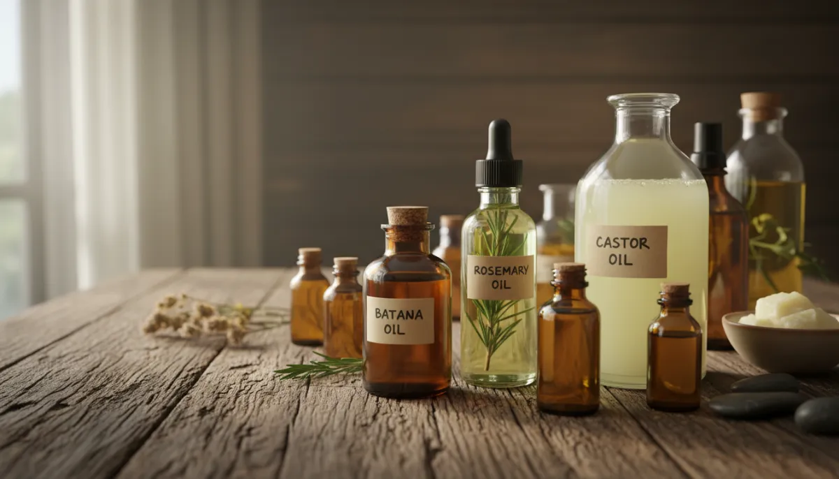 Illustration of natural oils used for baldness