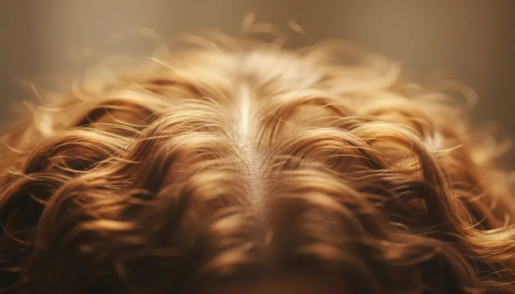 Close‑up of a healthy scalp with moisturized skin