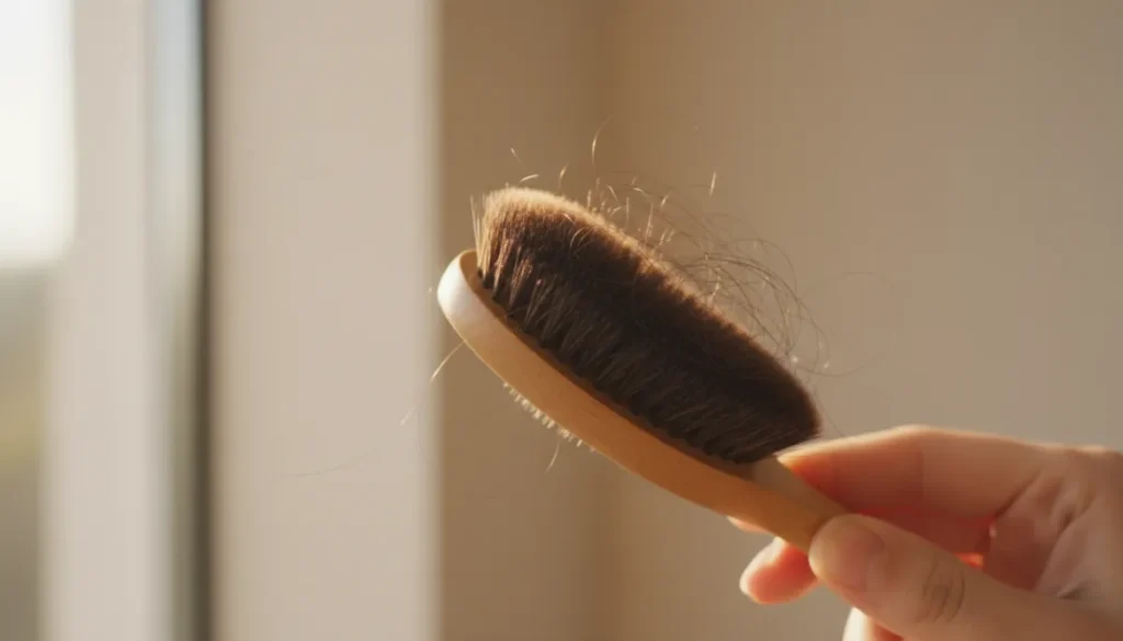 Typical daily hair shedding on a brush