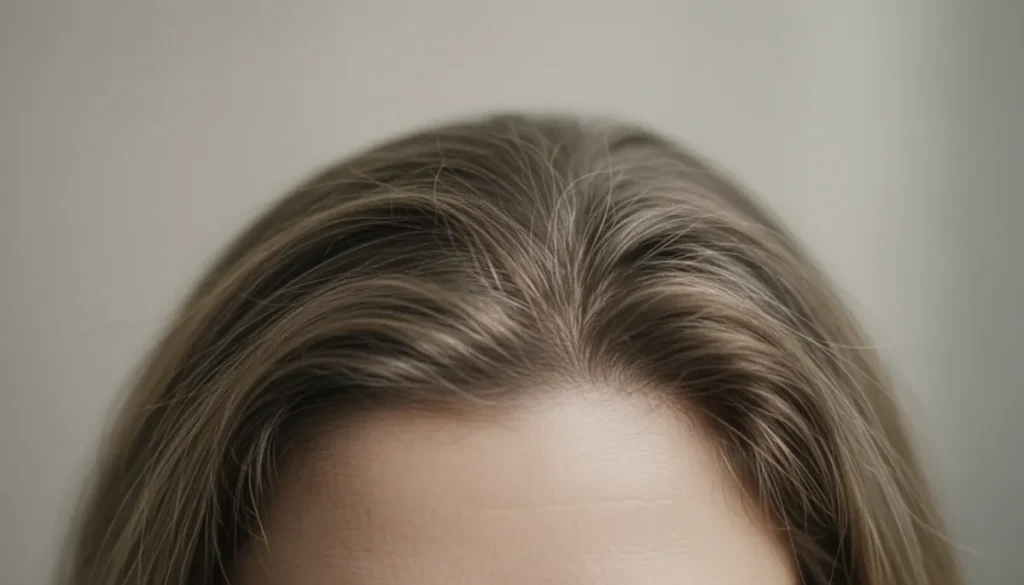 Early signs of hair thinning on the crown area