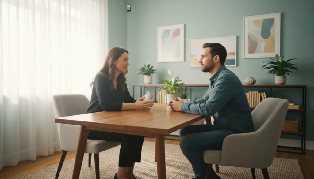 A mental health professional conducting a diagnostic interview.