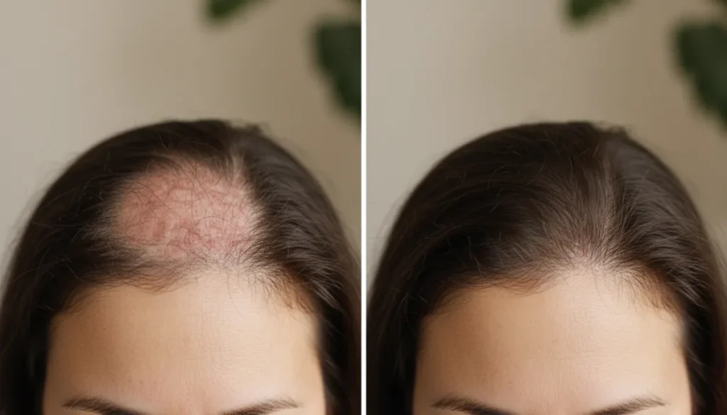 Results of female hair implants showing natural density