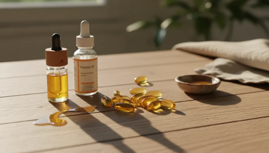 Vitamin D supplements ready for daily intake