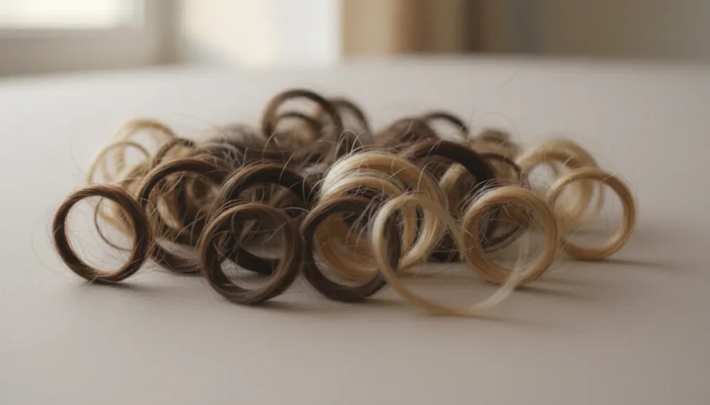 Hair strands lacking the white bulb tip