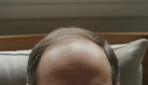 Specialist reviewing a bald spot with long hair