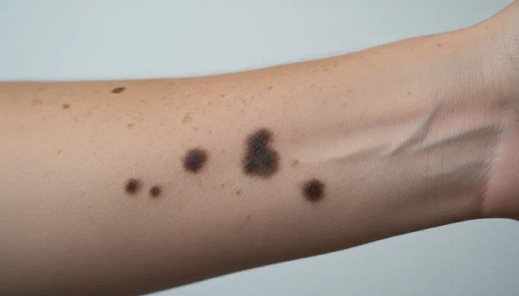 Typical appearance of hyperpigmentation on the forearm