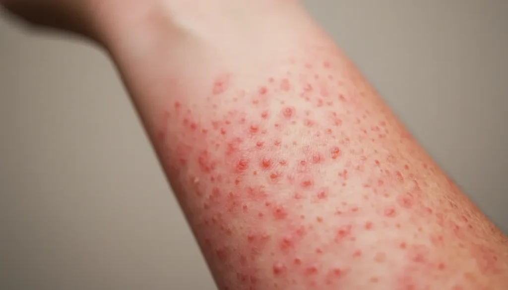 Typical visual of contact dermatitis on the forearm