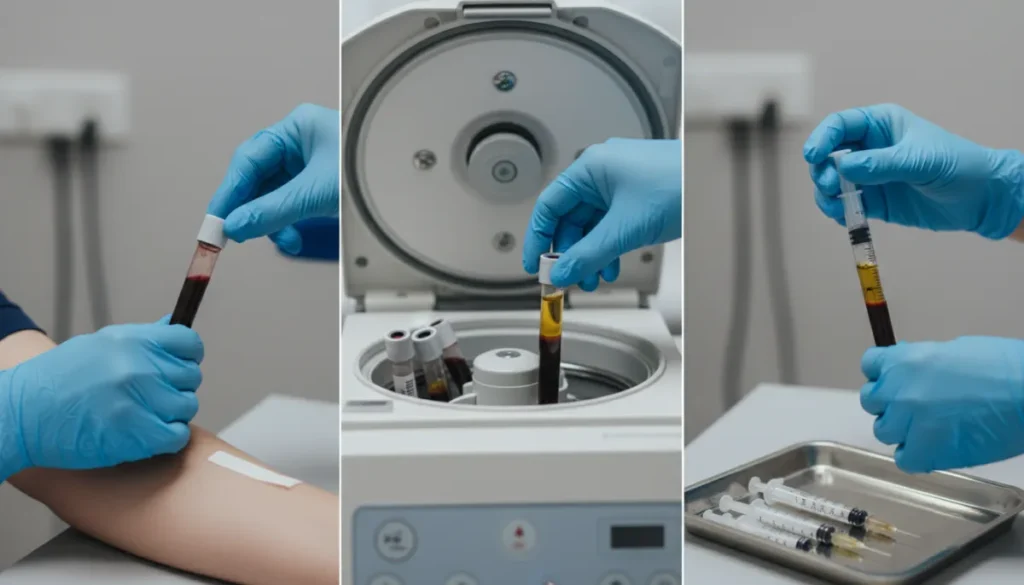 A specialist prepares PRP for scalp injection