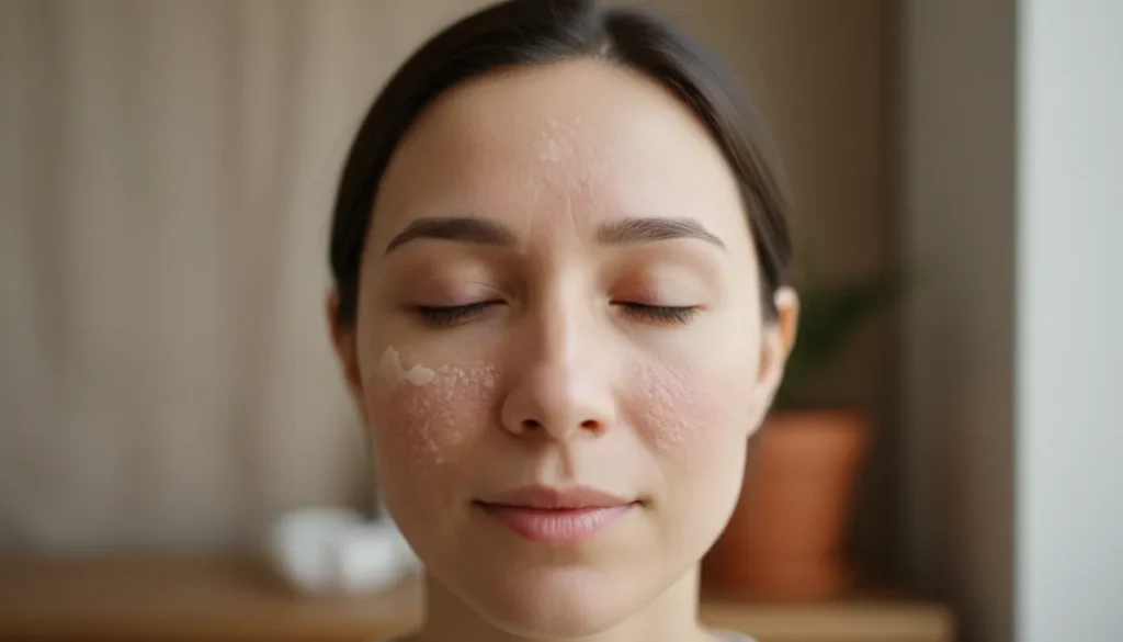 Typical appearance of dry patches on the face