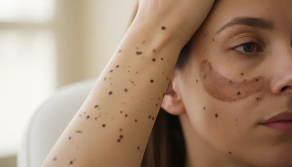 Different types of dark spots on the skin