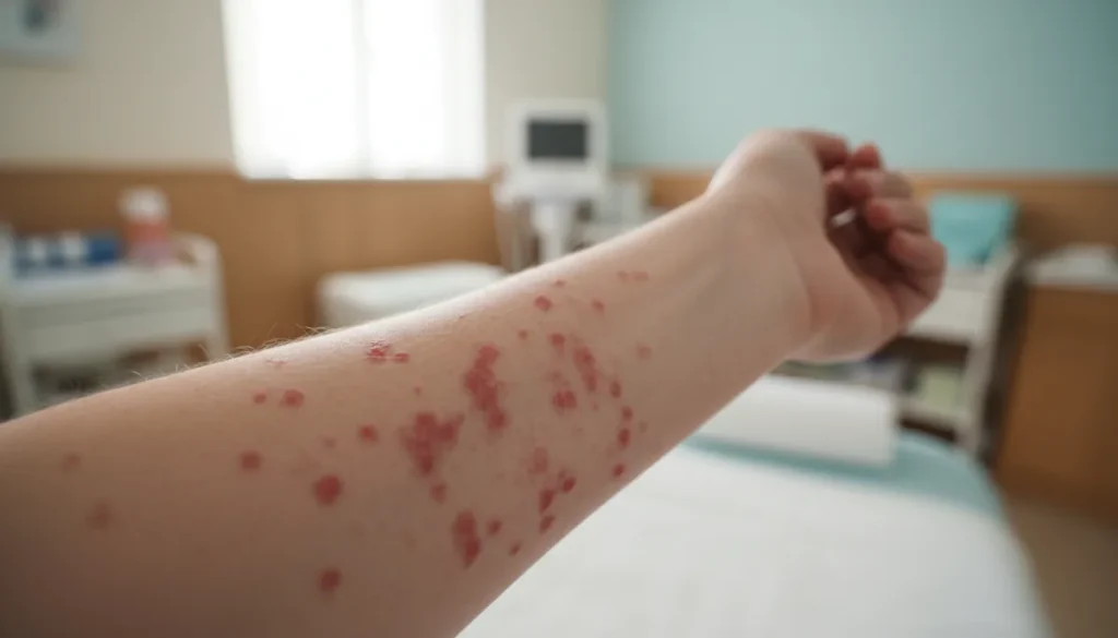 Typical appearance of red skin splotches