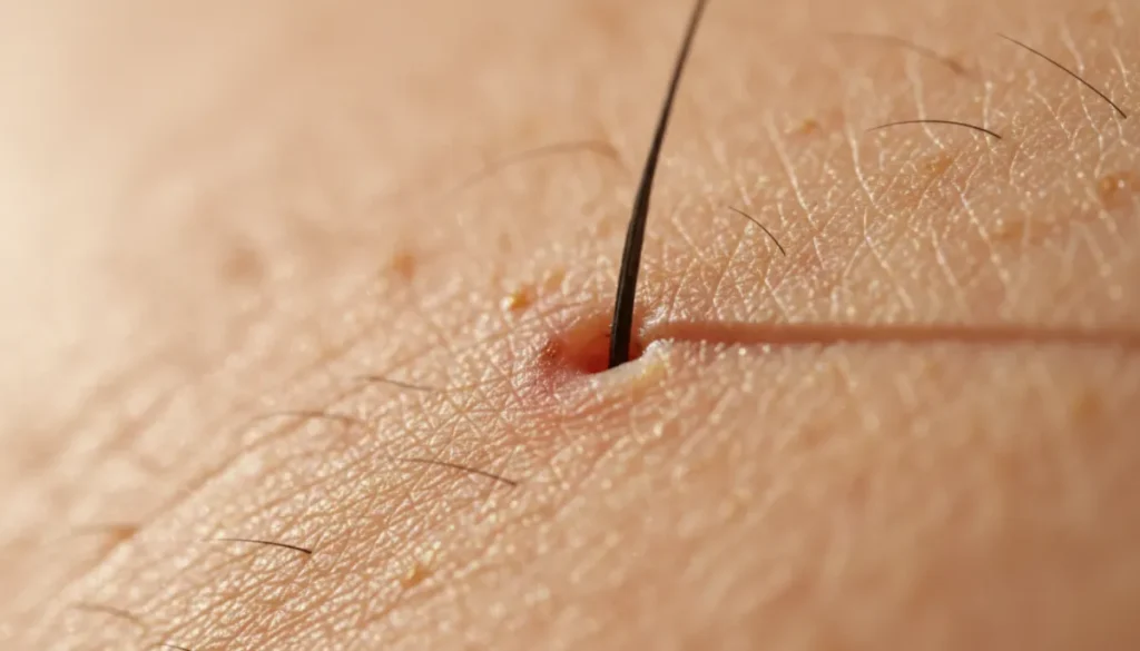 A close-up illustration of a black hair follicle