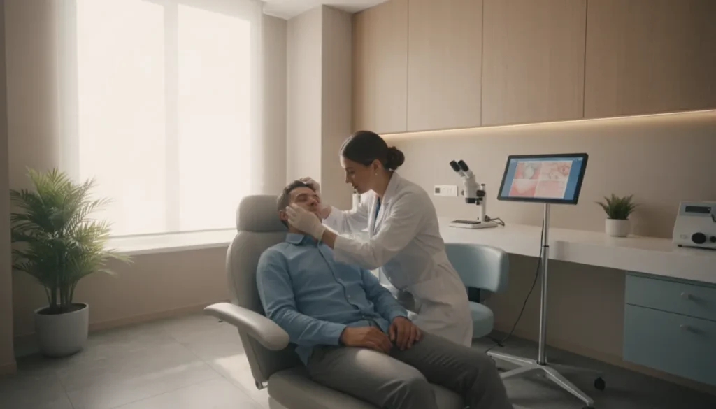 Dermatologist assessing hair loss